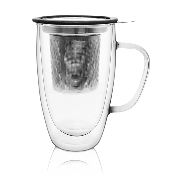 Double Wall Glass Infuser Mug (450ml)